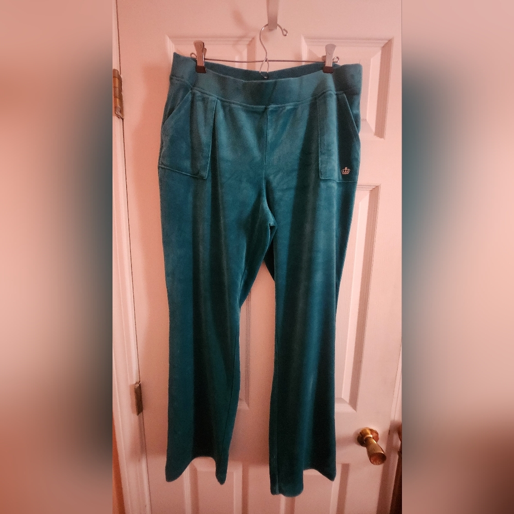 Juicy Couture Turquoise Velvet Trousers